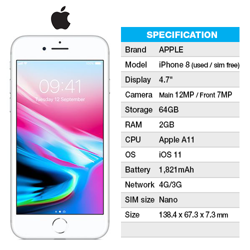 IPhone8+Chip (Lig.ilimitada+Net 20GB a 50GB)