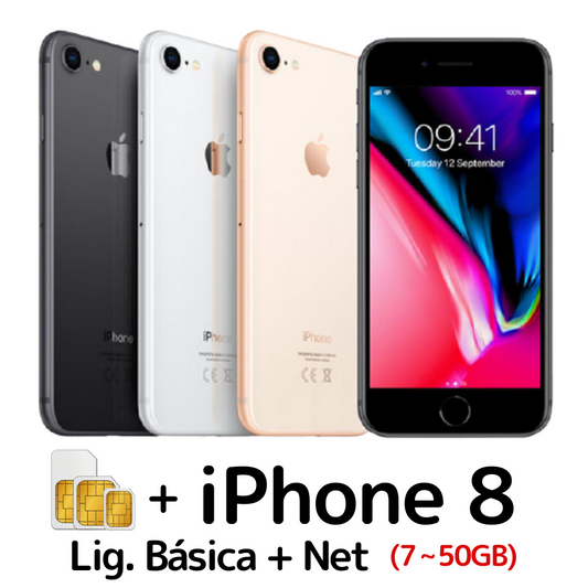 IPhone8+Chip (Ligação+Net Básico)