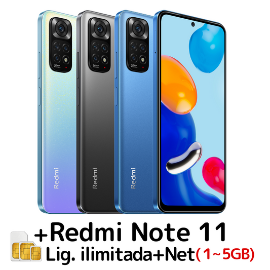 Redmi note11+Chip (Lig. Ilimitada+1GB ～5GB)